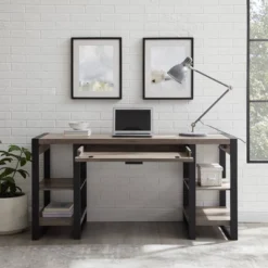 60" Industrial Transitional Tech Desk With USB - Saracina Home 14 60" Industrial Transitional Tech Desk With USB - Saracina Home -Saracina Home GUEST dd350e77 1461 48fb a567 a9f26aa2ef21
