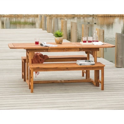 Ravenscroft 3pc Modern Boho Acacia Wood Slat Top Outdoor Dining Set - Saracina Home 6 Ravenscroft 3pc Modern Boho Acacia Wood Slat Top Outdoor Dining Set - Saracina Home - Image 6