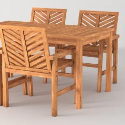 5pc Slatted Chevron Acacia Wood Patio Dining Set - Saracina Home 25 5pc Slatted Chevron Acacia Wood Patio Dining Set - Saracina Home -Saracina Home GUEST df078156 8244 4740 a999 152151ba0247