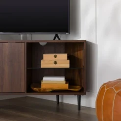 Contemporary Corner TV Stand For TVs Up To 55" Dark Walnut - Saracina Home 22 Contemporary Corner TV Stand For TVs Up To 55" Dark Walnut - Saracina Home -Saracina Home GUEST e0479c82 71bd 4df9 b733 5615a41811fc
