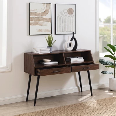 Modern 2 Drawer Angled Console Table - Saracina Home 9 Modern 2 Drawer Angled Console Table - Saracina Home - Image 9