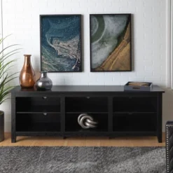 Transitional 6 Cubby Wood Open Storage Wood TV Stand For TVs Up To 80"- Saracina Home -Saracina Home GUEST e1ec3d43 1637 41d5 b7e8 b83712cd51fe