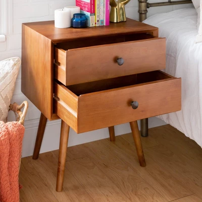 Greenberg 2 Drawer Mid-Century Modern Solid Wood Nightstand - Saracina Home 4 Greenberg 2 Drawer Mid-Century Modern Solid Wood Nightstand - Saracina Home - Image 4