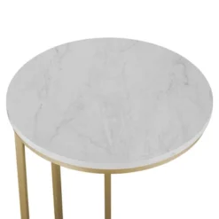 24" Modern Glam Round C Table Faux White Marble/Gold - Saracina Home -Saracina Home GUEST e374de0c 0bdb 42ff b4ff c6201b372504