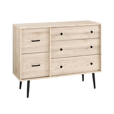Ivora Lifted Mid-Century Modern Asymmetrical 5 Drawer Dresser - Saracina Home 9 Ivora Lifted Mid-Century Modern Asymmetrical 5 Drawer Dresser - Saracina Home - Image 9