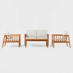 Saracina Home 4pc Modern Boho Eucalyptus Spindle Outdoor Conversation Set -Saracina Home GUEST e73f7a68 e016 44d9 b304 90ae411fb51a