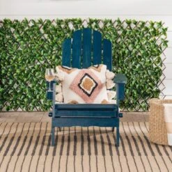 Genovia Transitional Acacia Wood Outdoor Adirondack Chair With Wine Holder - Saracina Home -Saracina Home GUEST e7d6dbd2 1ef7 44e5 9f1f 7344226c866b