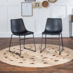 Set Of 2 Laslo Modern Upholstered Faux Leather Dining Chairs - Saracina Home 19 Set Of 2 Laslo Modern Upholstered Faux Leather Dining Chairs - Saracina Home -Saracina Home GUEST e921ecff 5d1c 46bf 8a40 c3330f7f710d