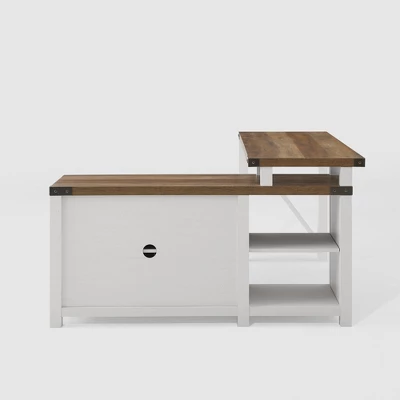 Farmhouse Rustic L Shaped Desk With Storage - Saracina Home 6 Farmhouse Rustic L Shaped Desk With Storage - Saracina Home - Image 6