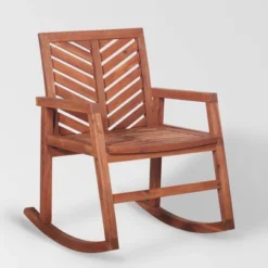 Slatted Chevron Acacia Wood Patio Rocking Chair - Saracina Home -Saracina Home GUEST f151487d 0b98 494d 81f7 e490221f43f1