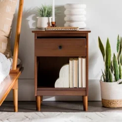 Stiva Classic Mid-Century Modern 1 Drawer Nightstand - Saracina Home -Saracina Home GUEST f1f5300e 5364 40db 96ef 77bca274ed96