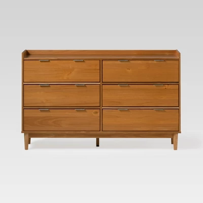 Mid-Century Modern Solid Wood 6 Drawer Double Dresser - Saracina Home 19 Mid-Century Modern Solid Wood 6 Drawer Double Dresser - Saracina Home - Image 19