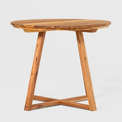 Saracina Home 36" Modern Acacia Slatted Round Outdoor Dining Table 6 Saracina Home 36" Modern Acacia Slatted Round Outdoor Dining Table - Image 6