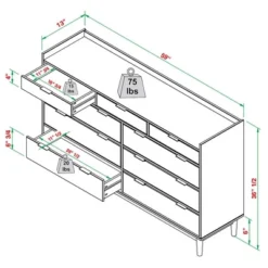 Mid-Century Modern Solid Wood 9 Drawer Horizontal Dresser - Saracina Home -Saracina Home GUEST f5f0f1ab b228 4bb6 8748 20f45ddb371e