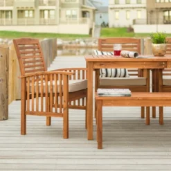Ravenscroft 6pc Acacia Wood Patio Dining Set - Brown - Saracina Home -Saracina Home GUEST f637e9bb 7db7 491c 87af fb487fb22fec