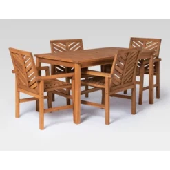 5pc Slatted Chevron Acacia Wood Patio Dining Set - Saracina Home 19 5pc Slatted Chevron Acacia Wood Patio Dining Set - Saracina Home -Saracina Home GUEST fa70badb acbd 4084 ae4d 76306d112264