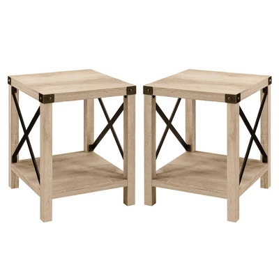 Set Of 2 Sophie Rustic Farmhouse X Frame Side Tables - Saracina Home 2 Set Of 2 Sophie Rustic Farmhouse X Frame Side Tables - Saracina Home - Image 2