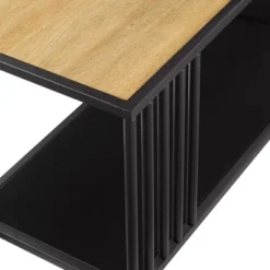 55.5" Modern 4 Shelf With Metal Bar Room Divider Bookcase Coastal Oak/Black - Saracina Home -Saracina Home GUEST ffa6e104 97bb 4319 b27b 600bbe750d80